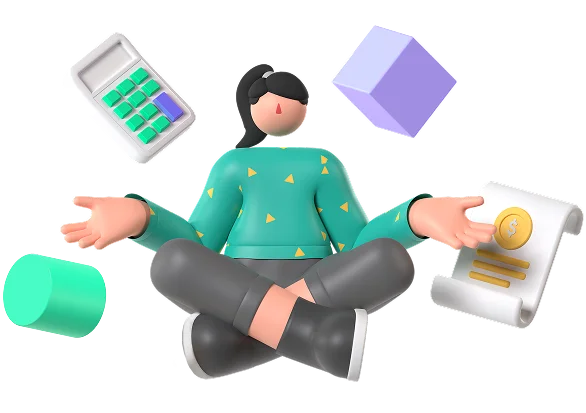 Ilustração de gestão de tempo e finanças com apoio claro.