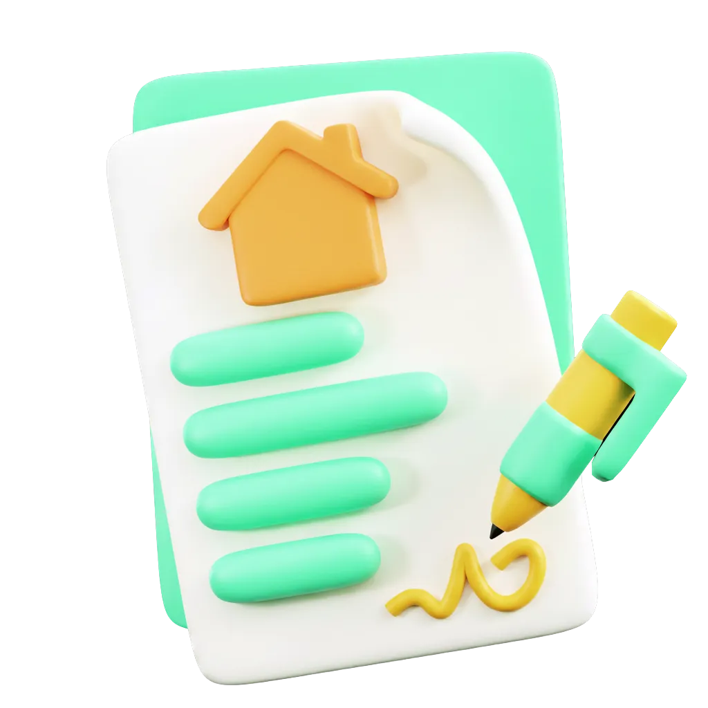Ícone de uma chave dourada com uma casa branca e verde, representando o simulador de novo crédito habitação.